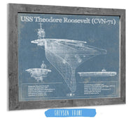 Cutler West Naval Military 14" x 11" / Greyson Frame USS Theodore Roosevelt Aircraft Carrier Blueprint Original Military Wall Art 803721855_27889