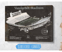 Cutler West College Football Collection Vanderbilt Commodores Football Art - Vanderbilt Stadium Wall Art