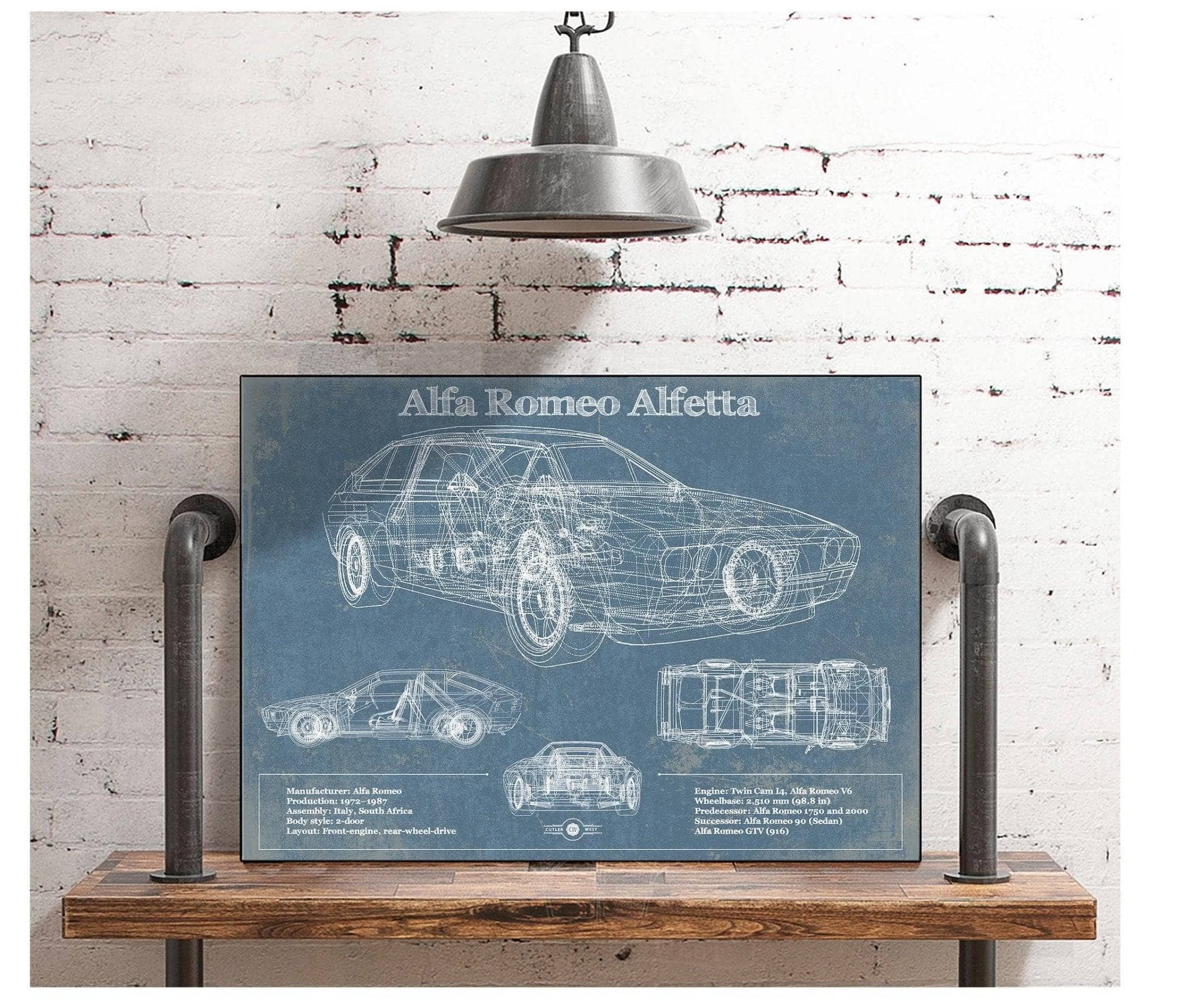 Cutler West Alfa Romeo Alfetta Bel Bel Air Sport Coupé Blueprint Vintage Auto Print