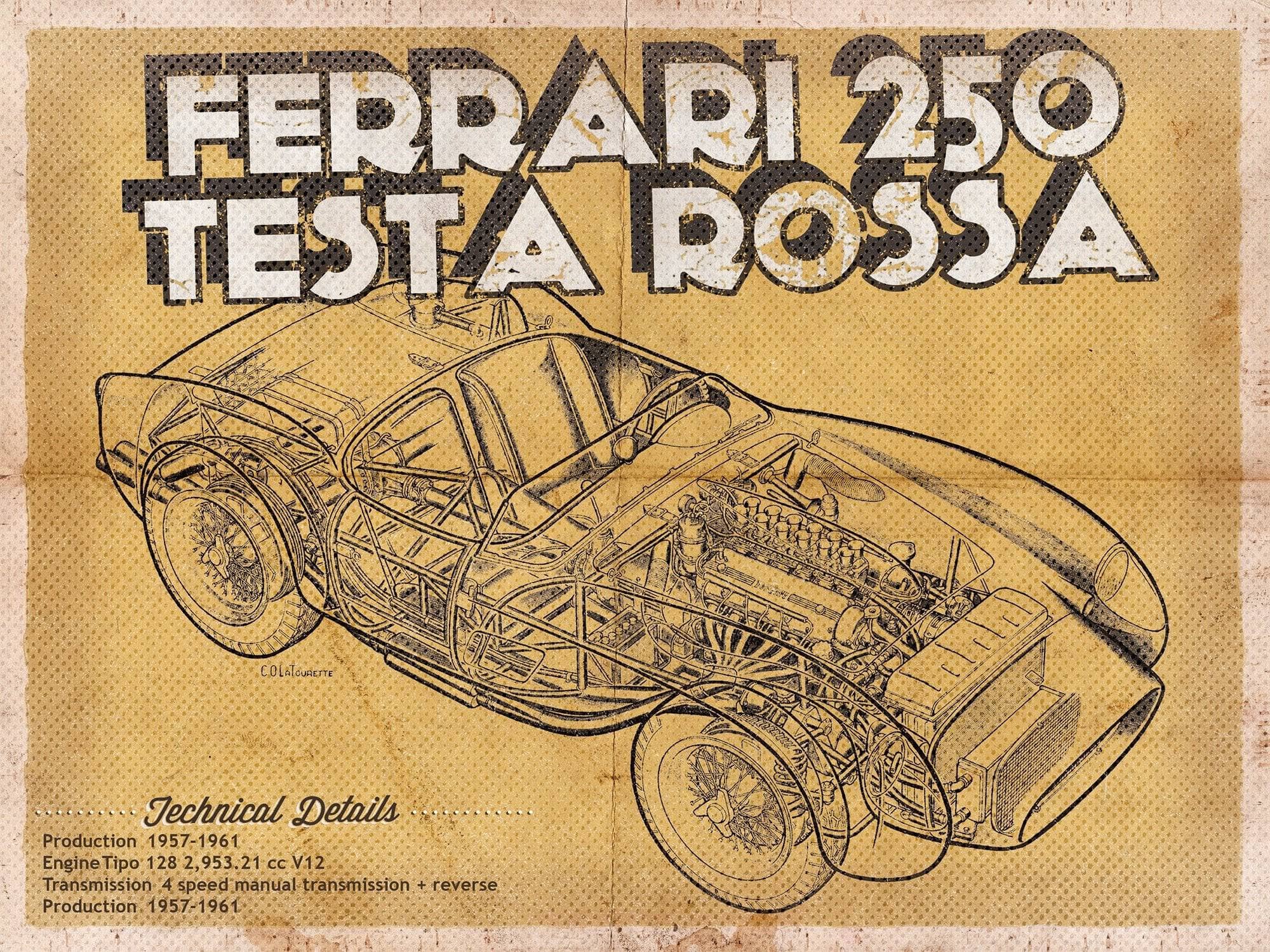 Cutler West Ferrari Collection 14" x 11" / Unframed Ferrari 250 Testa Rossa Racing Sports Car Print 701672088_61805