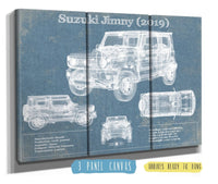 Cutler West Vehicle Collection 48" x 32" / 3 Panel Canvas Wrap Suzuki Jimney 2019 Vintage Blueprint Auto Print 845000184_29054