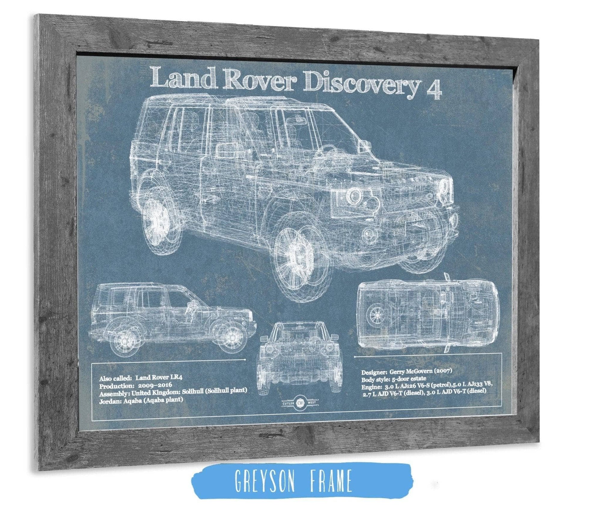 Cutler West Land Rover Collection Land Rover Discovery 4 Blueprint Vintage Auto Patent Print