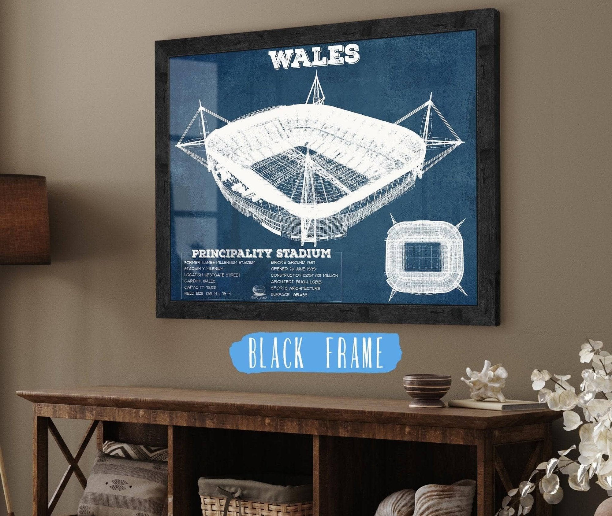 Cutler West Wales Rugby - Vintage Millenium Principality Stadium Print