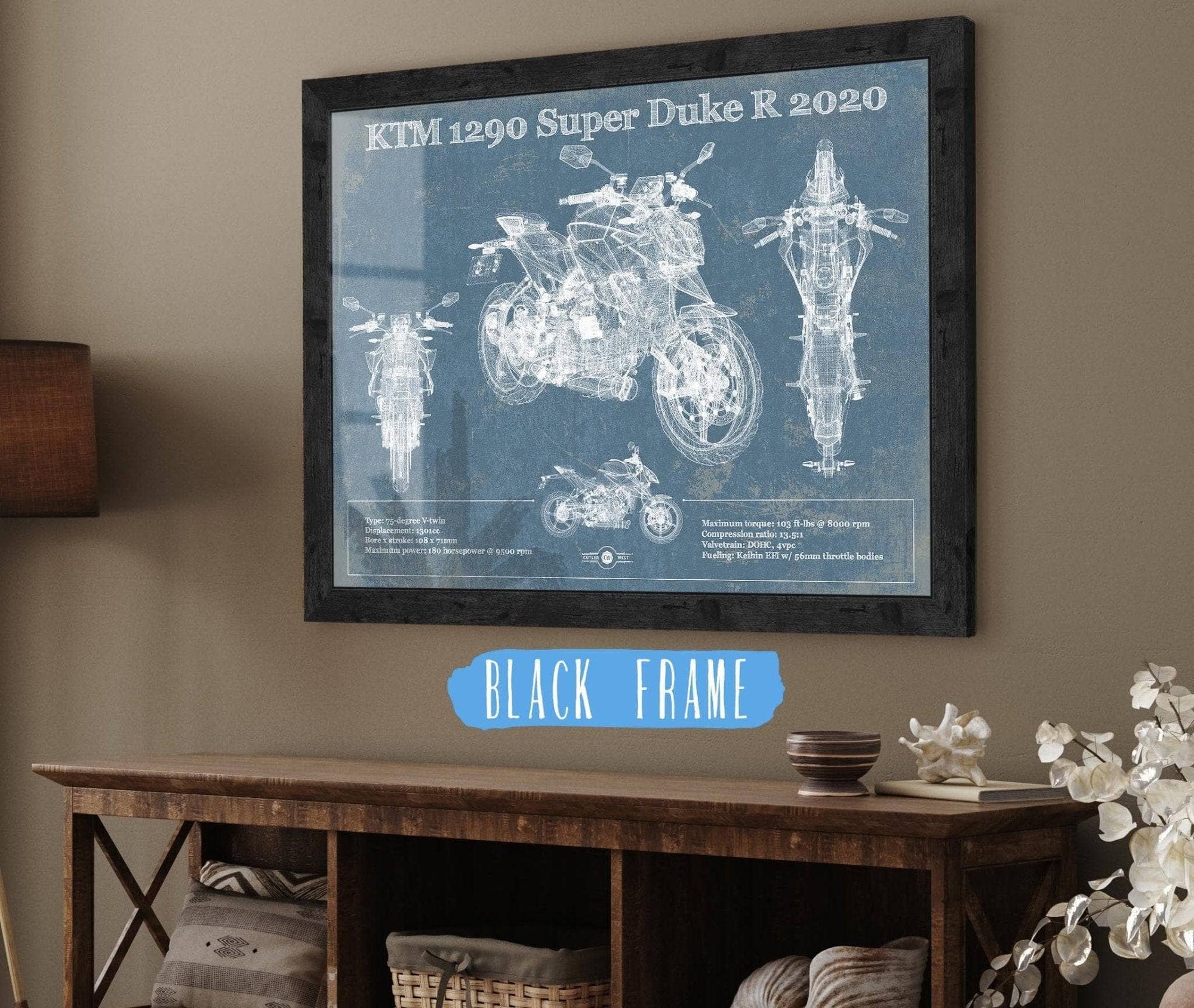 Cutler West 14" x 11" / Black Frame 2020 KTM 1290 Super Duke R Motorcycle Patent Print 845000242_8642