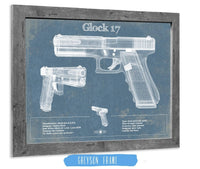Cutler West Military Weapons Collection 14" x 11" / Greyson Frame Glock 17 Blueprint Vintage Gun Print 892170325_12471