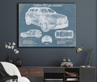 Cutler West Volvo XC40 SUV Vintage Blueprint Auto Print
