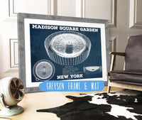 Cutler West Basketball Collection 14" x 11" / Greyson Frame & Mat New York Knicks - Madison Square Garden Vintage Blueprint  NBA Basketball NBA Print 723002972_64650