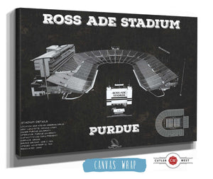 Cutler West Purdue Boilermakers - Ross-Ade Vintage Football Stadium Black Art Print