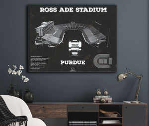 Cutler West Purdue Boilermakers - Ross-Ade Vintage Football Stadium Black Art Print