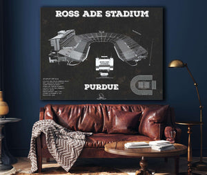 Cutler West Purdue Boilermakers - Ross-Ade Vintage Football Stadium Black Art Print