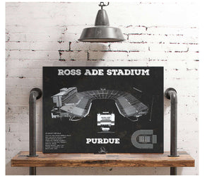 Cutler West Purdue Boilermakers - Ross-Ade Vintage Football Stadium Black Art Print