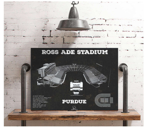 Cutler West Purdue Boilermakers - Ross-Ade Vintage Football Stadium Black Art Print