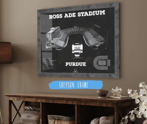 14" x 11" / Greyson Frame Cutler West Purdue Boilermakers - Ross-Ade Vintage Football Stadium Black Art Print