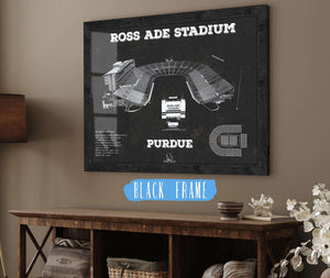 20" x 16" / Black Frame Cutler West Purdue Boilermakers - Ross-Ade Vintage Football Stadium Black Art Print
