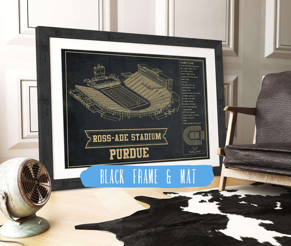 Cutler West Purdue Boilermakers - Ross-Ade Vintage Football Stadium Blueprint Art Print