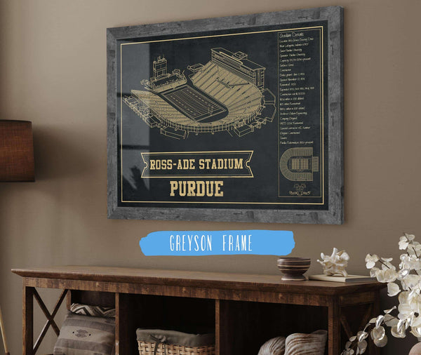 Cutler West Purdue Boilermakers - Ross-Ade Vintage Football Stadium Blueprint Art Print