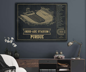 Cutler West Purdue Boilermakers - Ross-Ade Vintage Football Stadium Blueprint Art Print