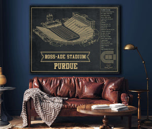 Cutler West Purdue Boilermakers - Ross-Ade Vintage Football Stadium Blueprint Art Print