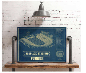 Cutler West Purdue Boilermakers - Ross-Ade Vintage Football Stadium Vintage Blueprint Art Print