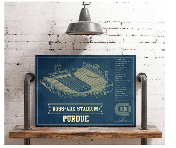 Cutler West Purdue Boilermakers - Ross-Ade Vintage Football Stadium Vintage Blueprint Art Print