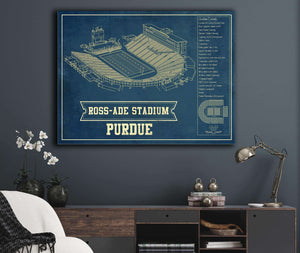 Cutler West Purdue Boilermakers - Ross-Ade Vintage Football Stadium Vintage Blueprint Art Print
