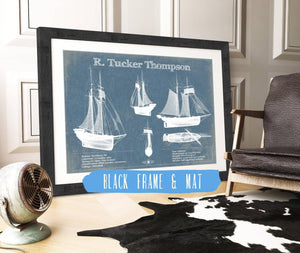 20" x 16" / Black Frame & Mat Cutler West R. Tucker Thompson Blueprint Original Wall Art