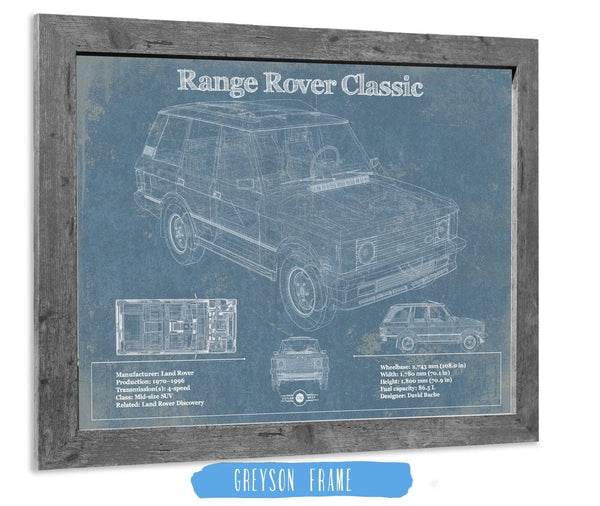 14" x 11" / Greyson Frame Cutler West Range Rover Classic Vintage Blueprint Auto Print