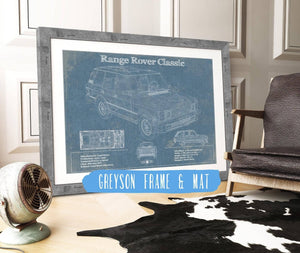 14" x 11" / Greyson Frame & Mat Cutler West Range Rover Classic Vintage Blueprint Auto Print
