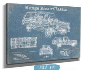 14" x 11" / Stretched Canvas Wrap Cutler West Range Rover Classic Vintage Blueprint Auto Print