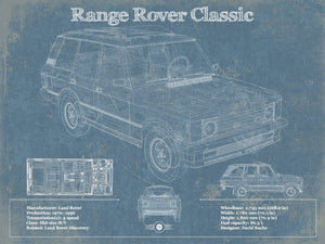 14" x 11" / Unframed Cutler West Range Rover Classic Vintage Blueprint Auto Print