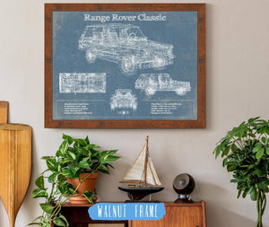 20" x 16" / Walnut Frame Cutler West Range Rover Classic Vintage Blueprint Auto Print