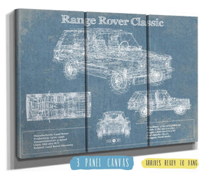 36" x 24" / 3 Panel Canvas Wrap Cutler West Range Rover Classic Vintage Blueprint Auto Print