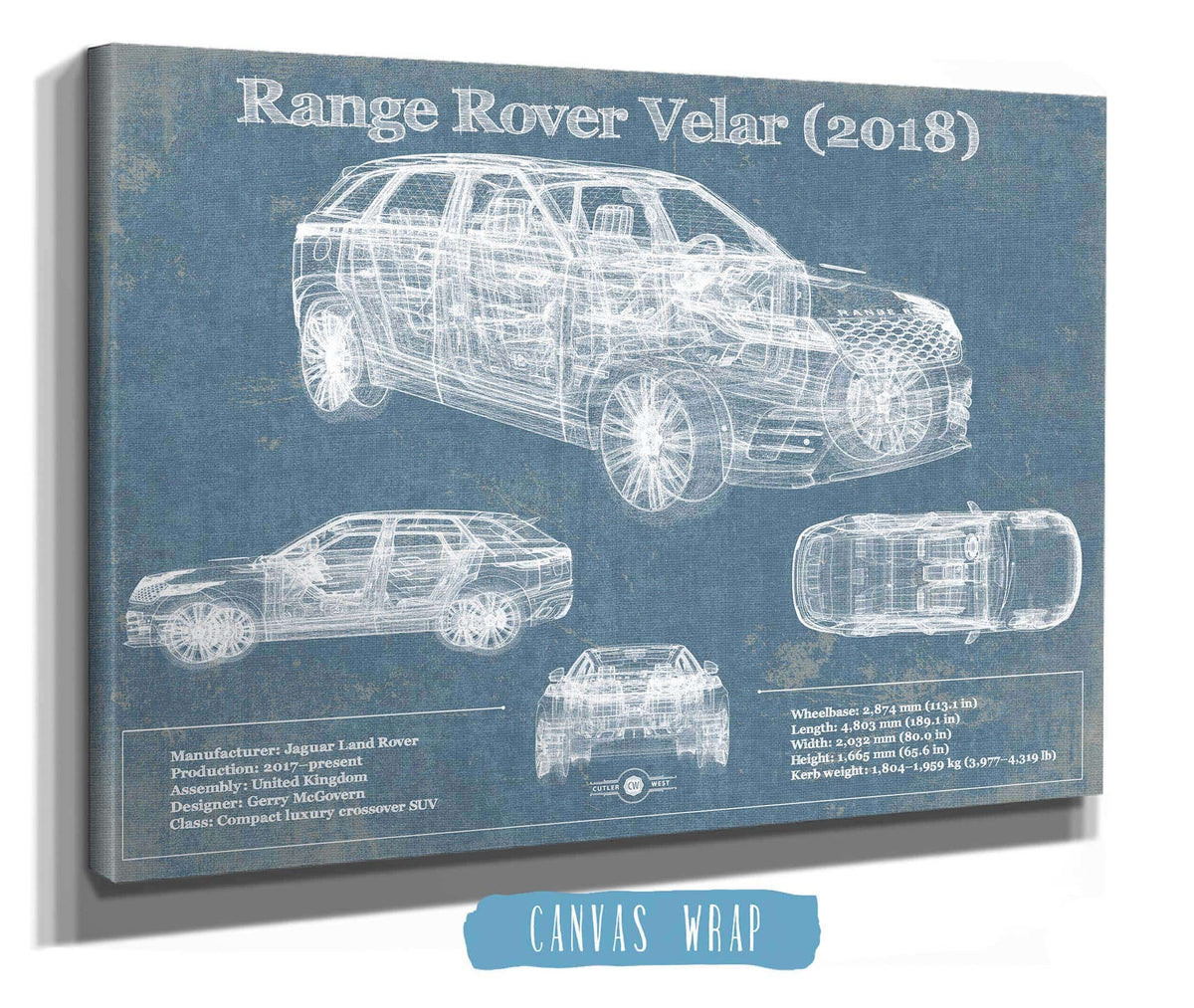 Range Rover Velar 2018 Blueprint Vintage Auto Art by Cutler West