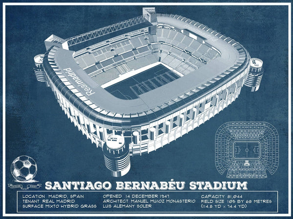 14" x 11" / Unframed Cutler West Real Madrid Football Club - Santiago Bernabeu Stadium Soccer Print