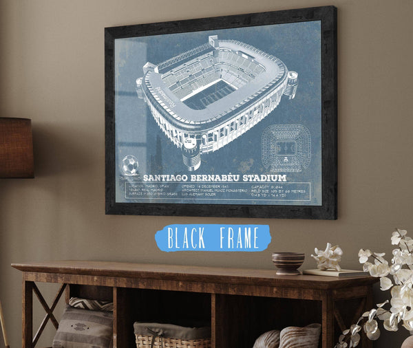 20" x 16" / Black Frame Cutler West Real Madrid Football Club Santiago Bernabeu Stadium Soccer Print