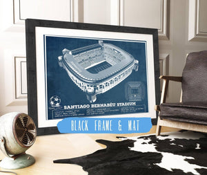 20" x 16" / Black Frame & Mat Cutler West Real Madrid Football Club - Santiago Bernabeu Stadium Soccer Print