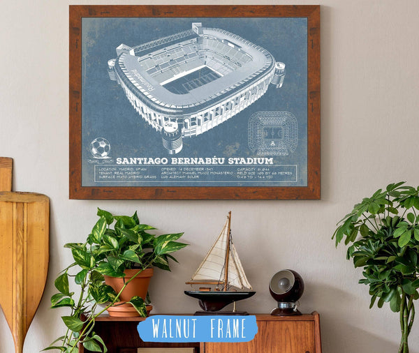 20" x 16" / Walnut Frame Cutler West Real Madrid Football Club Santiago Bernabeu Stadium Soccer Print