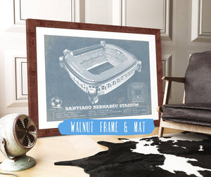 20" x 16" / Walnut Frame & Mat Cutler West Real Madrid Football Club Santiago Bernabeu Stadium Soccer Print