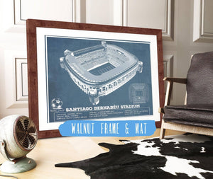 20" x 16" / Walnut Frame & Mat Cutler West Real Madrid Football Club - Santiago Bernabeu Stadium Soccer Print