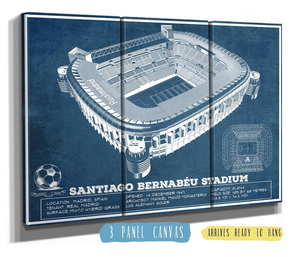 36" x 24" / 3 Panel Canvas Wrap Cutler West Real Madrid Football Club - Santiago Bernabeu Stadium Soccer Print
