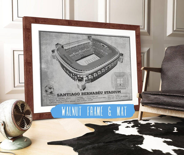 20" x 16" / Walnut Frame & Mat Cutler West Real Madrid Football Club - Santiago Bernabéu Stadium Stadium Soccer Team Color Print