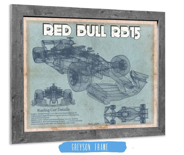14" x 11" / Greyson Frame Cutler West Red Bull RB15 2019 Blueprint Formula One Race Car Print