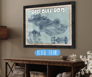 20" x 16" / Black Frame Cutler West Red Bull RB15 2019 Blueprint Formula One Race Car Print