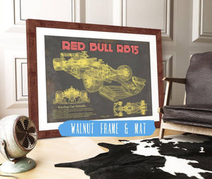 20" x 16" / Walnut Frame & Mat Cutler West Red Bull RB15 2019 Formula One Race Car Print