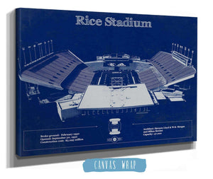 Cutler West Rice Owls Wall Art - Vintage Rice Stadium Blueprint Art Print