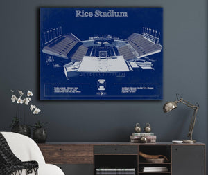 Cutler West Rice Owls Wall Art - Vintage Rice Stadium Blueprint Art Print