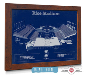 Cutler West Rice Owls Wall Art - Vintage Rice Stadium Blueprint Art Print