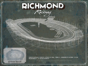 14" x 11" / Unframed Cutler West Richmond Raceway NASCAR Race Track Print