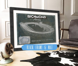 20" x 16" / Black Frame & Mat Cutler West Richmond Raceway NASCAR Race Track Print
