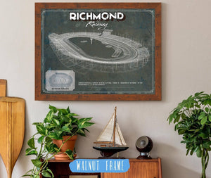 20" x 16" / Walnut Frame Cutler West Richmond Raceway NASCAR Race Track Print